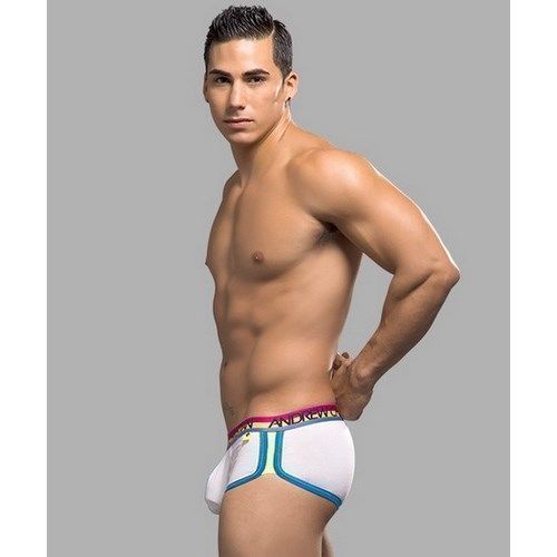 Мужские трусы боксеры белые с цветной резинкой Andrew Christian AC9765