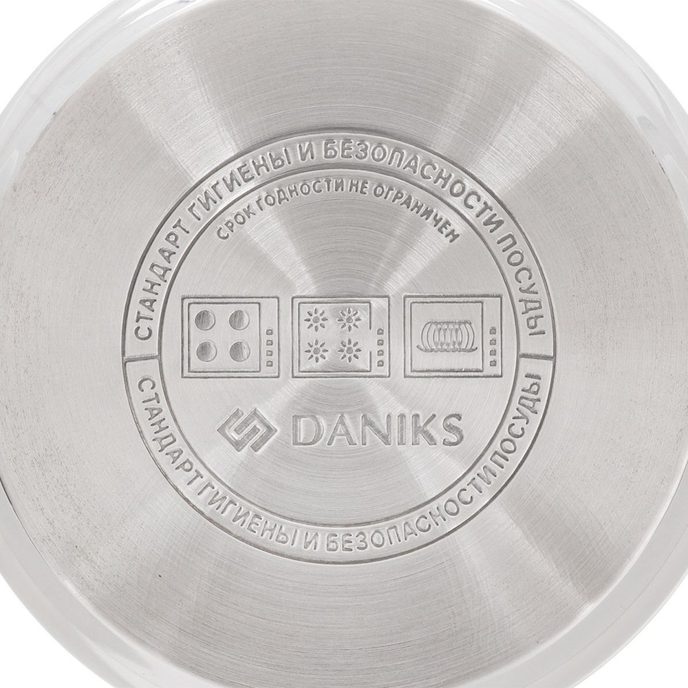 Кастрюля нерж, 13 л, с крыш, Daniks, ОБТ, SD-6HP-13, индукц