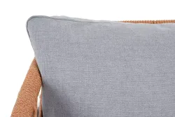 "Диего" кресло плетеное из роупа, каркас алюминий светло-серый (RAL7035) муар, роуп оранжевый меланж круглый, ткань светло-серая