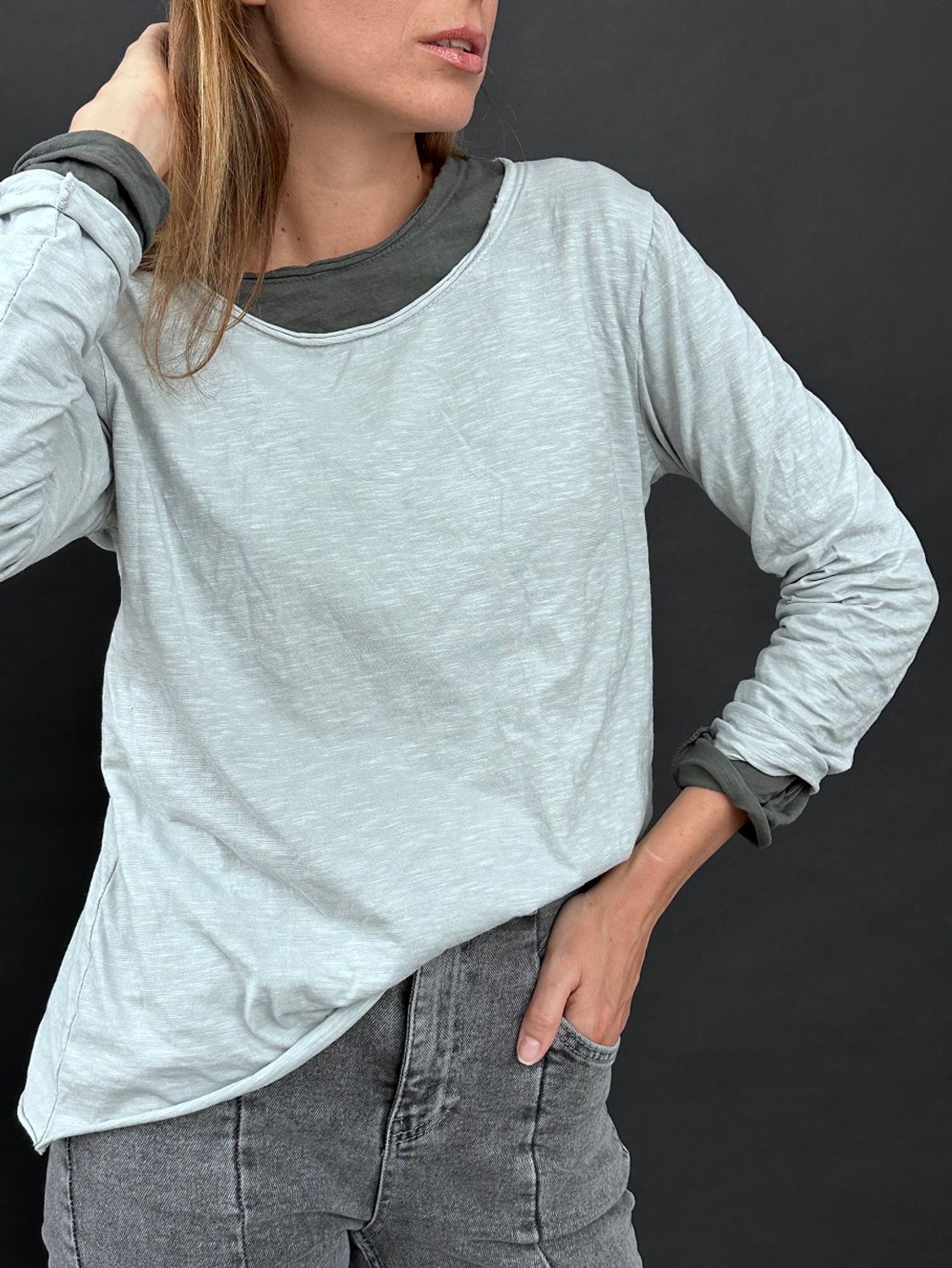 Лонгслив, ballerina, Cotton road O neck (24) (серебряный)