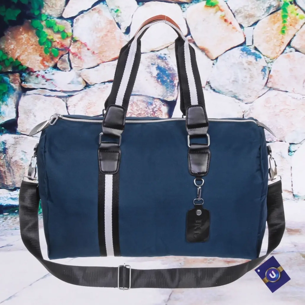 Сумка спортивная «Sports style», на молнии, с белой полосой, цвет синий, 40*22*26 см