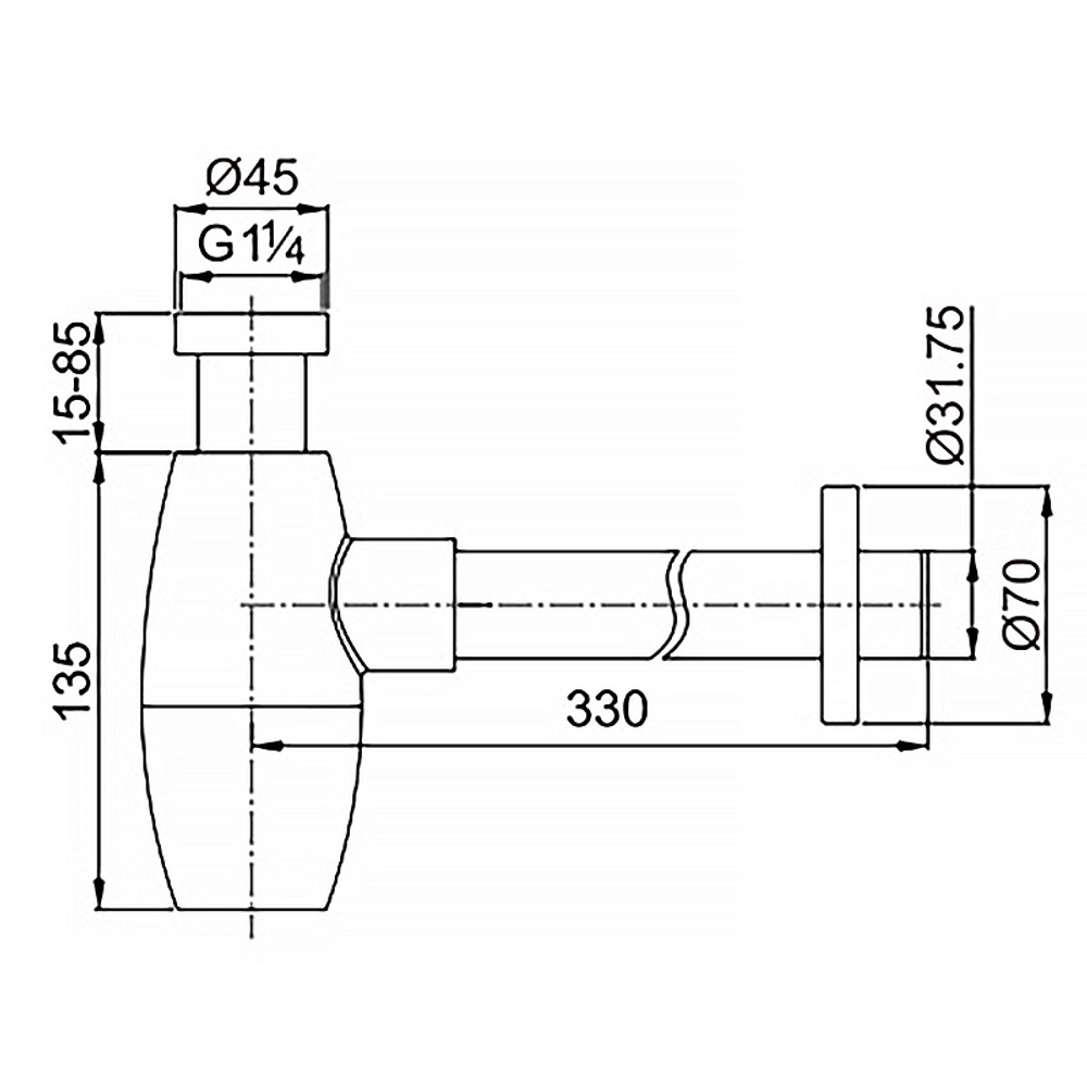 Сифон для раковины AZARIO G 1 1/4, без выпуска, бочонок, латунь, бронза (AZ-115-BR)
