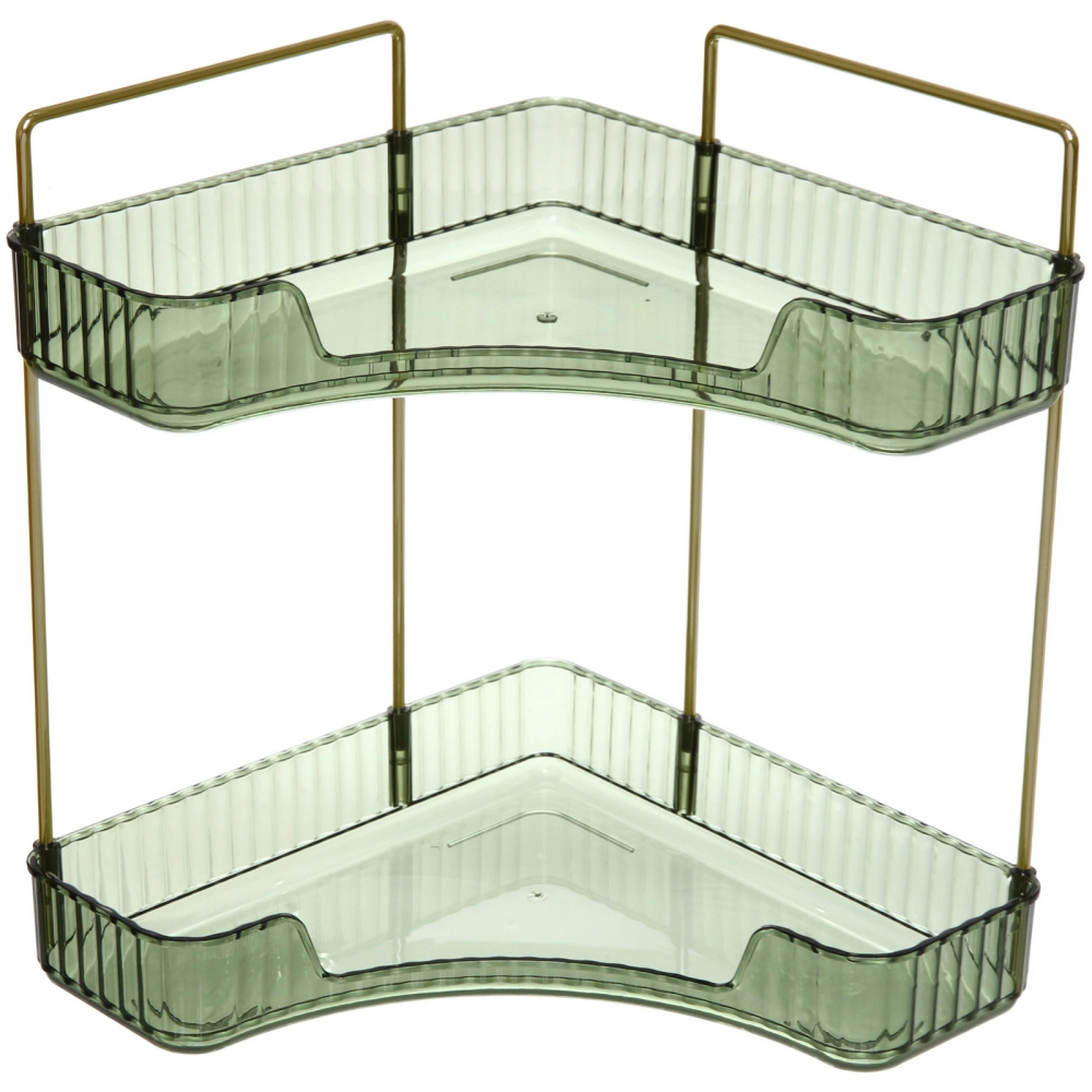 Полка для ванны угловая двойная «Фреш»зеленая 25,7х29,7х25,7см