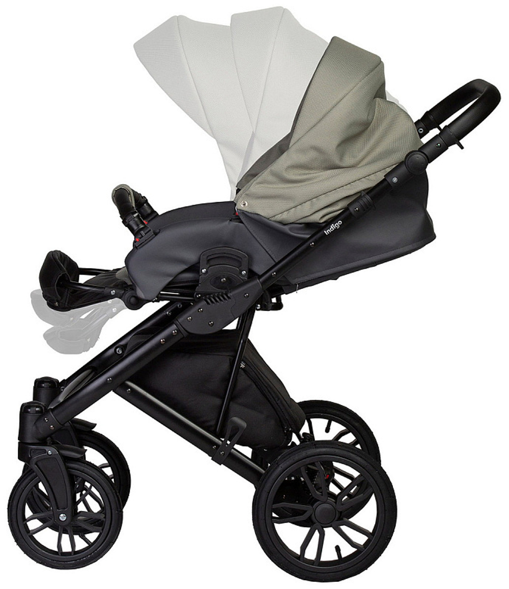 Детская коляска Indigo Mio S 3 в 1 05 т.серая кожа+зеленый