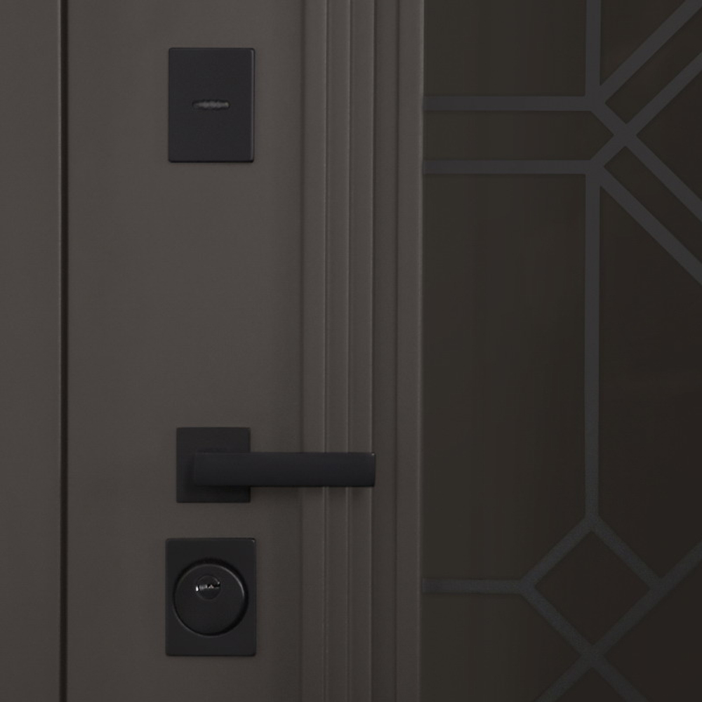 Стальная дверь "Дравит" с окном и лазерной резкой (терморазрыв 3к). Заказная модель.