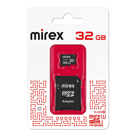 Карта памяти 32GB Class 10 MIREX UHS-I +SD adapter