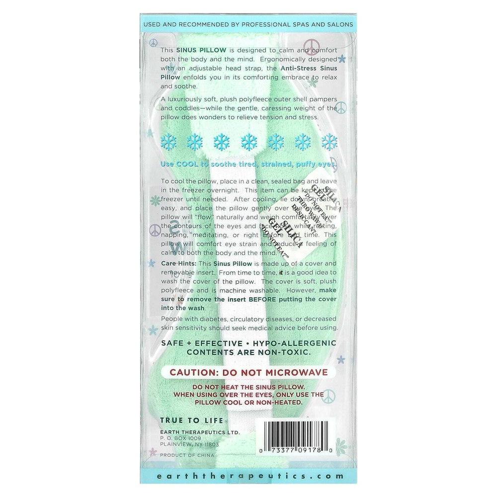 Earth Therapeutics, Подушка для носовых пазух, антистрессовая, зеленая, 1 шт.