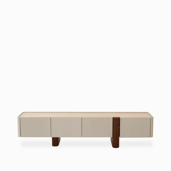 Тумба под ТВ Noras 200х45 см, бежевая керамика, орех