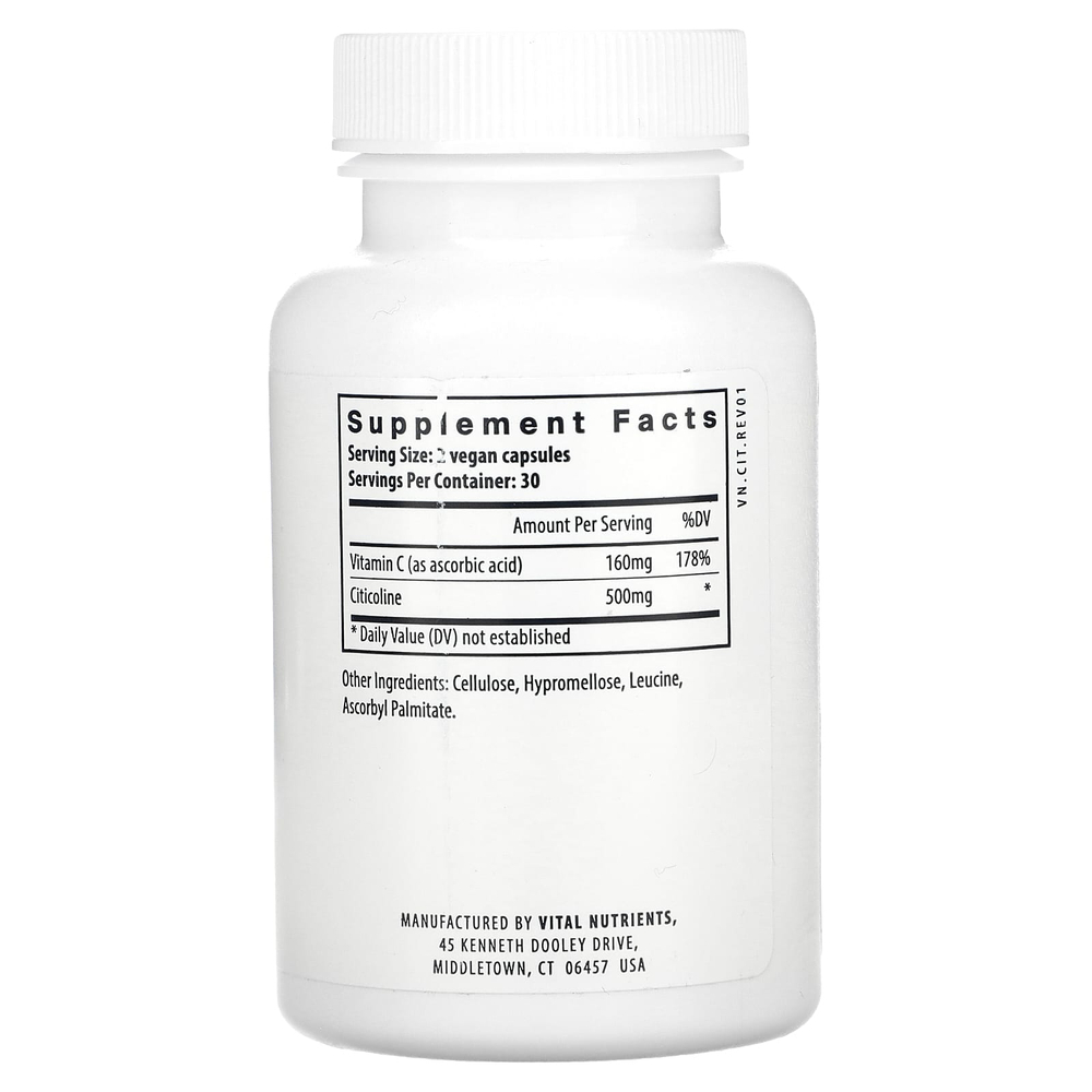 Vital Nutrients, цитиколин, 60 веганских капсул