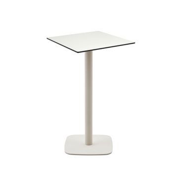 Высокий садовый столик Dina белый на белом металлическом основании 60 x 60 x 96 см