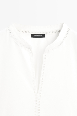Massimo Dutti Блуза с вышивкой и бахромой по низу, белый