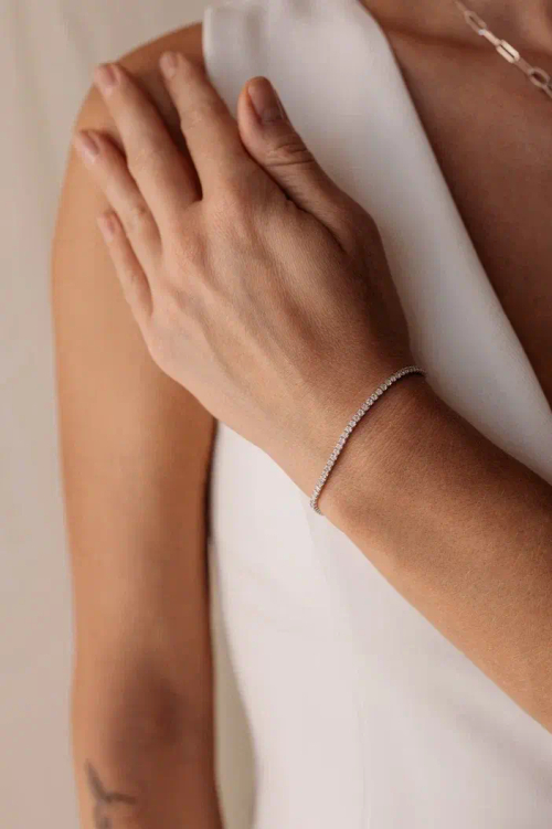 Браслет тенисный в серебре