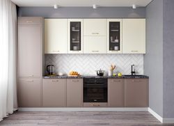 Модульный кухонный гарнитур «Риволи» 1800/2800 мм (Ваниль софт/ Ваниль софт), ЛДСП/МДФ, ДСВ Мебель