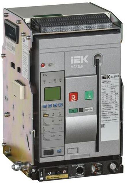 Выключатель автоматический воздушный 3п S 630А 65кА AC ВА77 W3P EA выдвижн. с комплектом аксессуаров MASTER IEK MI-ACB10-3WS-065-0630-ACF