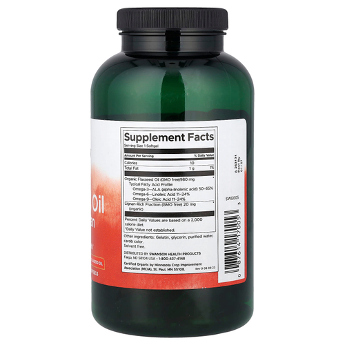 Swanson Vitamins, льняное масло с высоким содержанием лигнана, 200 капсул