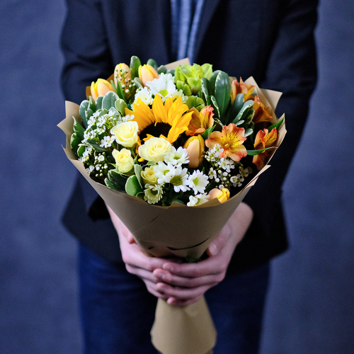 Купить Букет #432 с подсолнухом