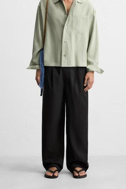 ZARA БРЮКИ-ДЖОГГЕРЫ КЛАССИЧЕСКОГО КРОЯ, ЧЕРНЫЙ
