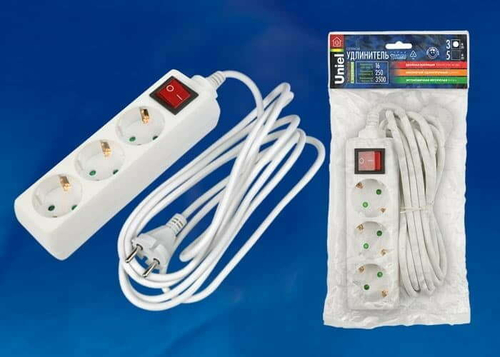S-GCD3-3B Удлинитель Uniel серии Стандарт, с/з, 3 гн., шнур 3 м, выкл.