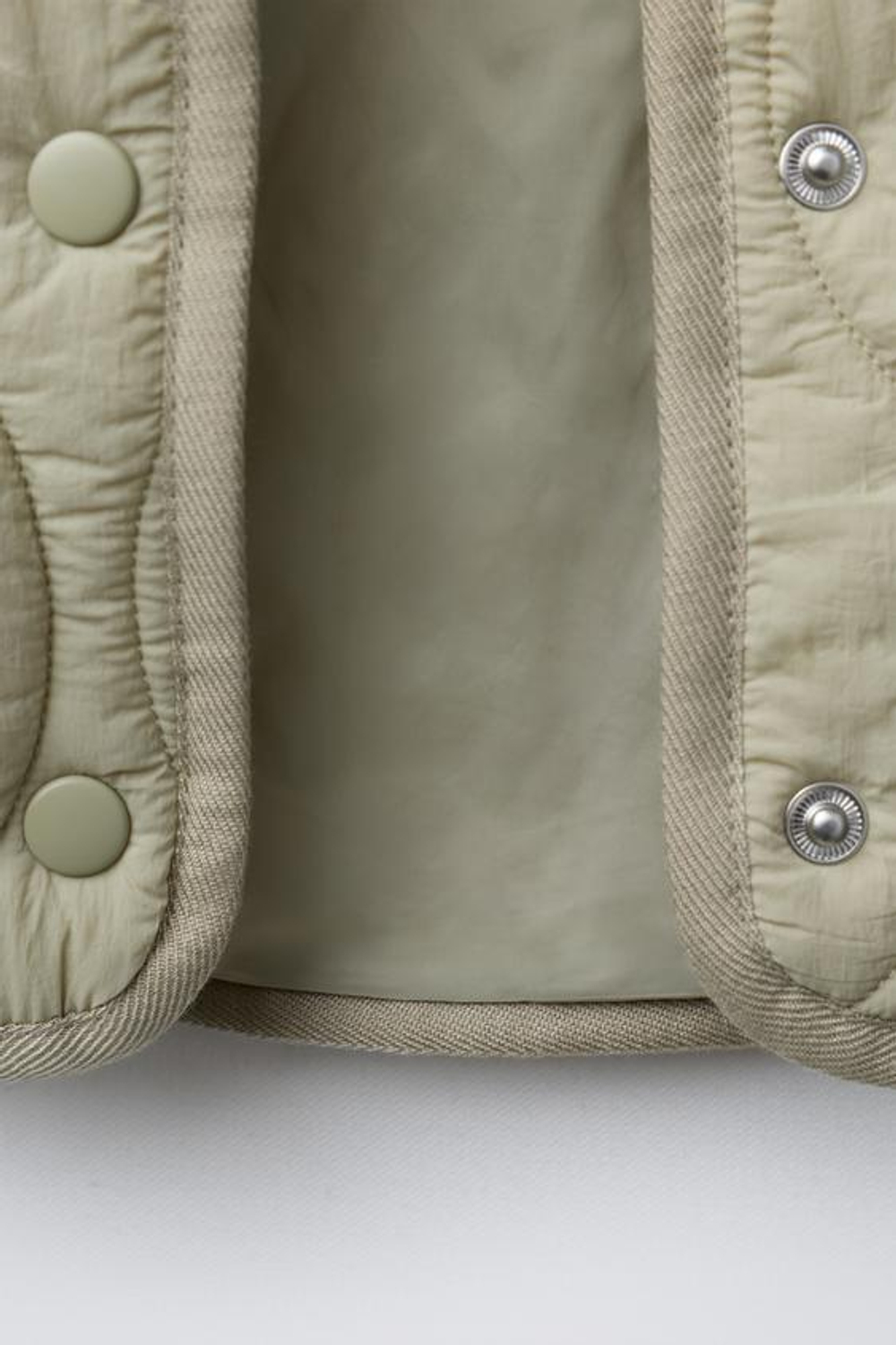 ZARA СТЕГАНАЯ КУРТКА WATER REPELLENT, СВЕТЛЫЙ ХАКИ