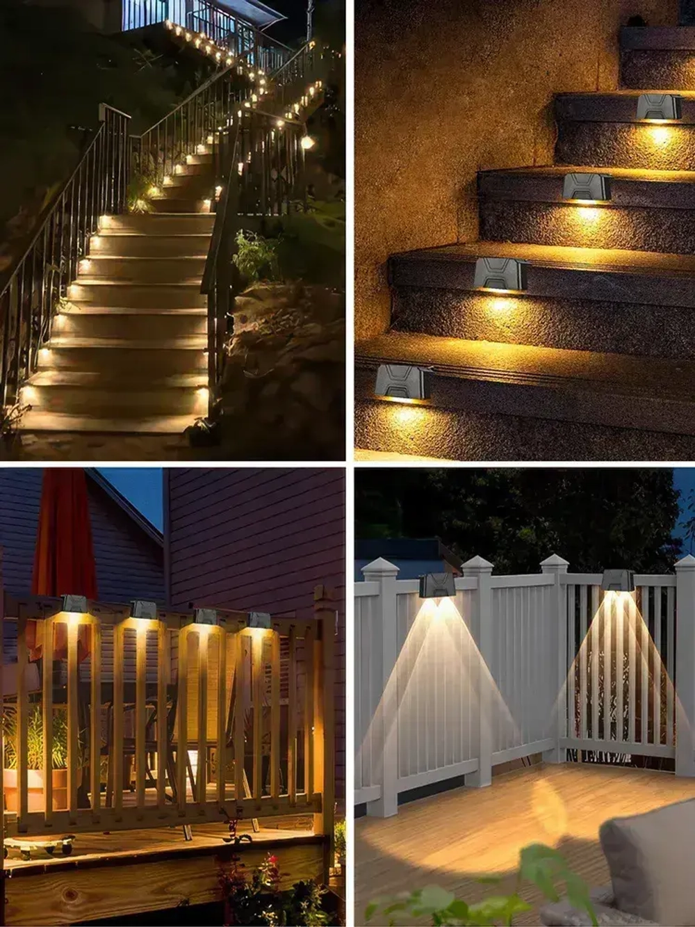 Угловые уличные светильники на солнечной батарее, 4 штуки в комплекте, черный Live home