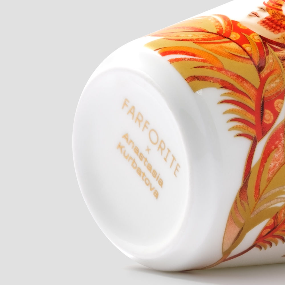 Набор из 2 кофейных стаканов Farforite «Жар-птица» 220 мл в подарочной коробке