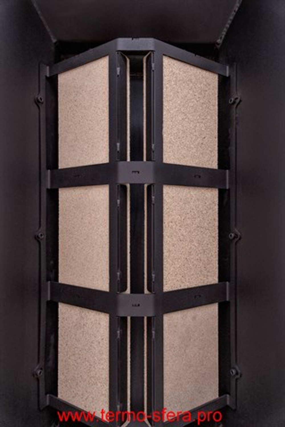 Каминная топка Экокамин ДЕЛЬТА 900 PB три стекла подовое горение принтинг черный шамот