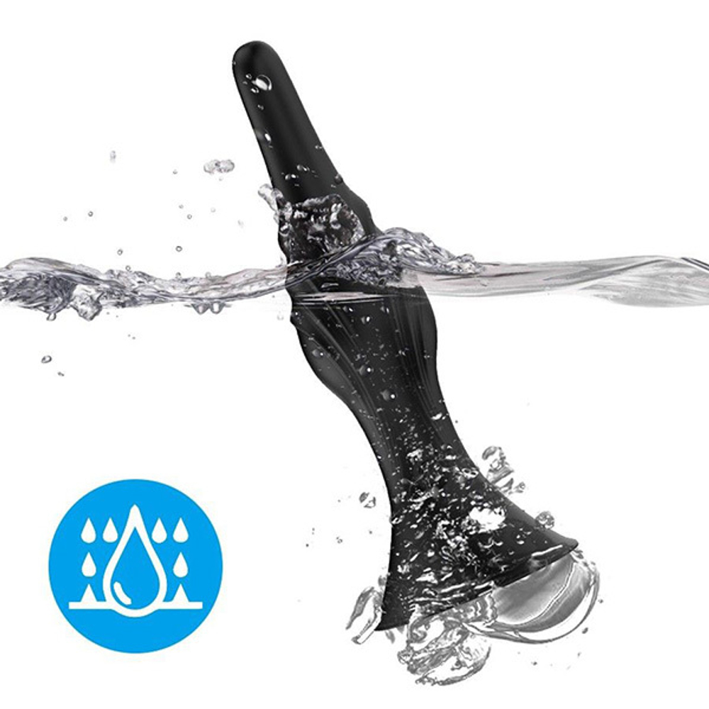 Черная анальная пробка 16,5см с вибрацией и пультом ДУ Silicone Toys USK-A01