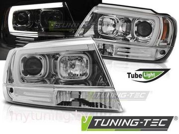 Передние фары Tube Light для Jeep Grand Cherokee WJ (99-05) Chrome