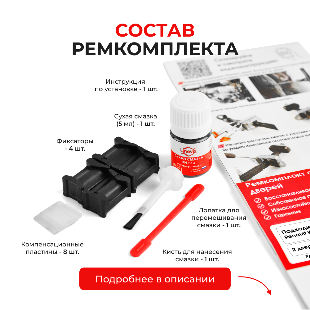 Ремкомплект ограничителей дверей Renault Kadjar (I) (2 двери, тип 12) 2015-2022