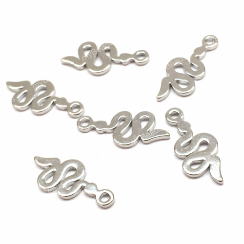 Подвеска зеркальная "Змея" 14х6 мм, родий