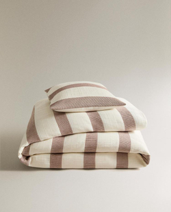ZARA HOME ДЕТСКОЕ ПОКРЫВАЛО В ПОЛОСКУ, ЦВЕТ КОРИЦЫ