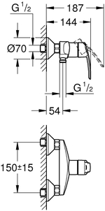 СМЕСИТЕЛЬ GROHE START ОДНОРЫЧАЖНЫЙ ДЛЯ ДУША 32279001