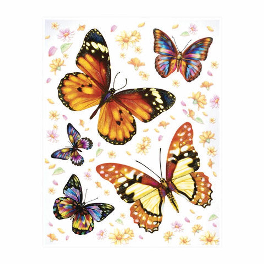 Украшение для окон и стекла ЗОЛОТАЯ СКАЗКА "Бабочки 2", 30х38 см, ПВХ, 591232