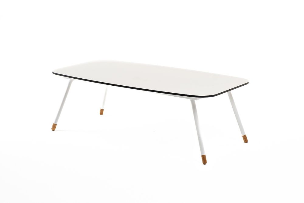 "Верона" журнальный стол из HPL 120х65, H40, каркас белый муар, цвет столешницы "молочный"