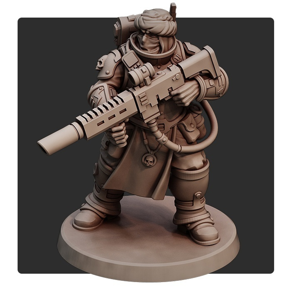 Astra Militarum Tallarn Desert Raiders Гвардеец с лазганом миниатюра для AOS,Waha, Настольная игра, НРИ, Варгейм, РПГ