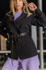 Пиджак черного цвета с поясом купить