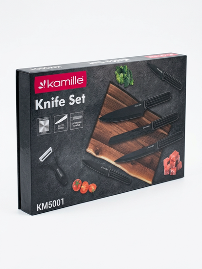 Набор кухонных ножей 6 предметов с овощечисткой Kamille КМ 5001 в подарочной коробке