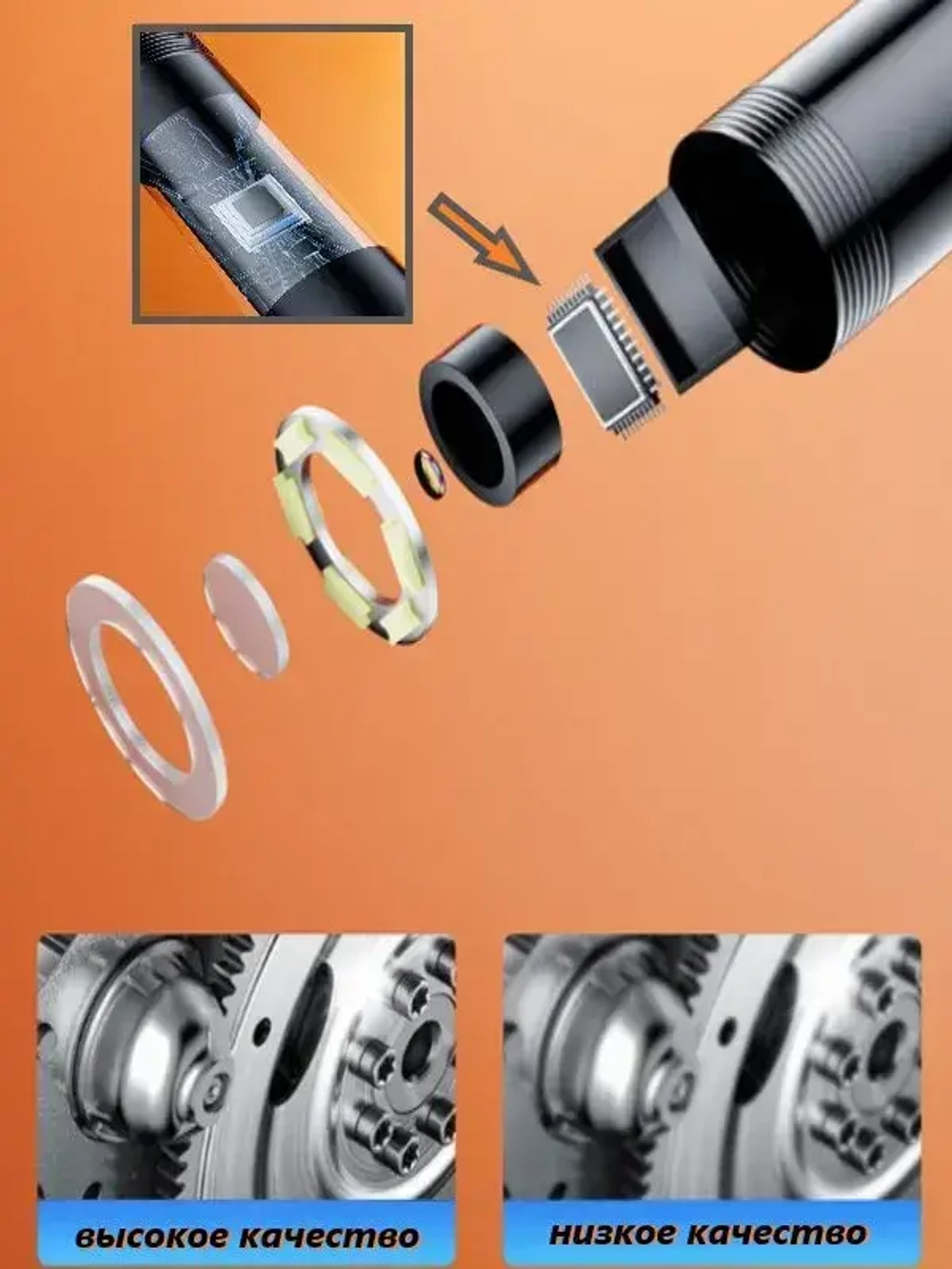 Профессиональный эндоскоп 3 в 1 для смартфона с переходником Type-C