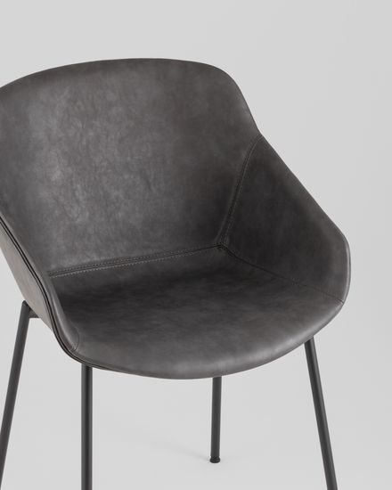Стул Ashby сиденье серая экокожа, ножки черный металл