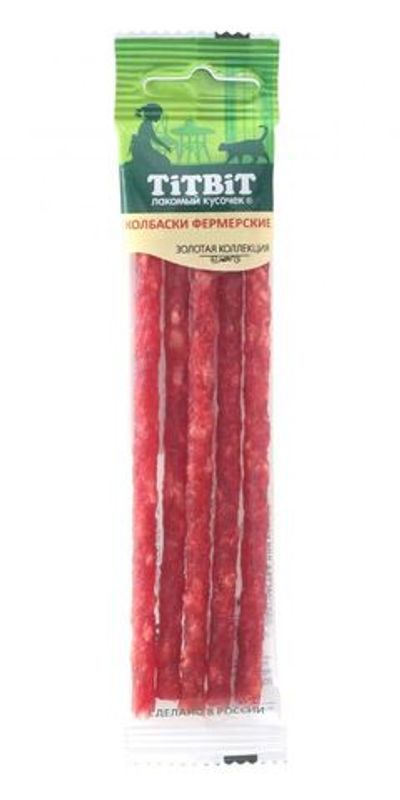 Лакомство для кошек Titbit Колбаски Фермерские, Золотая коллекция, пакет 20 г