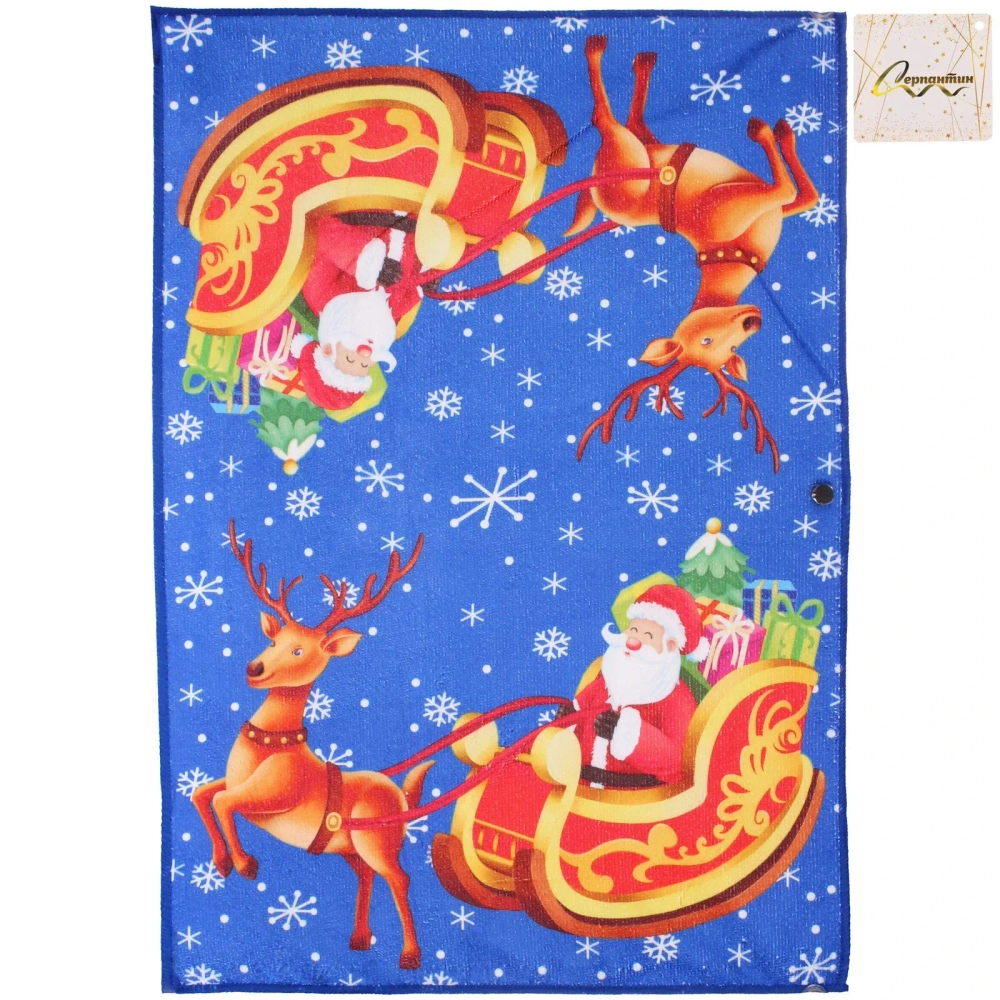 Полотенце кухонное «SPARKLE - Дедушка Мороз» 40*58 см, микрофибра 210 гр/м2