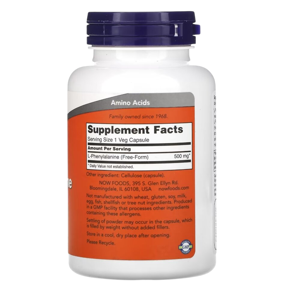 Now Foods L- Phenylalanine 500 mg 120 veg capsules , Фенилаланин
