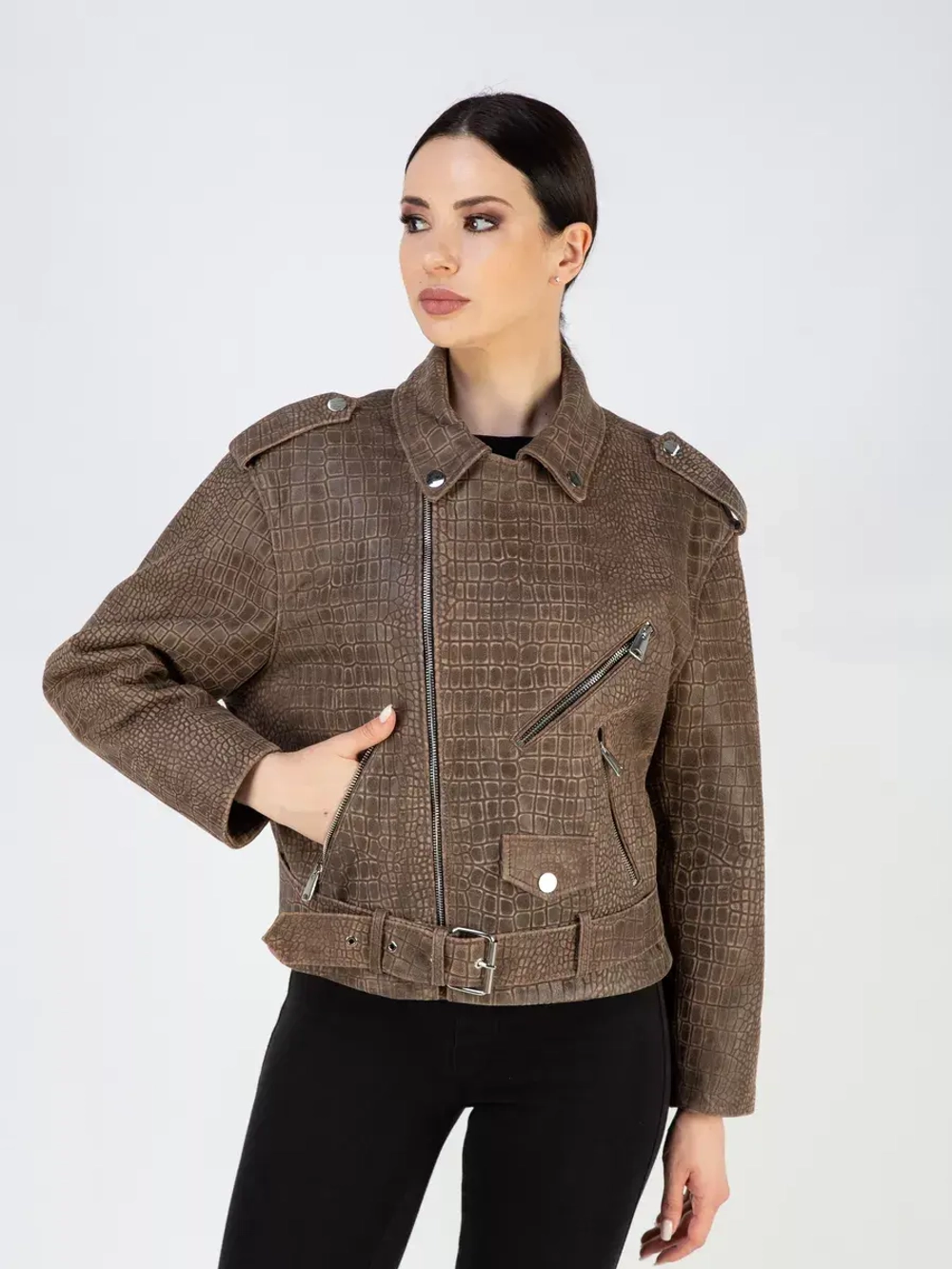 Куртка кожаная натуральная косуха оверсайз