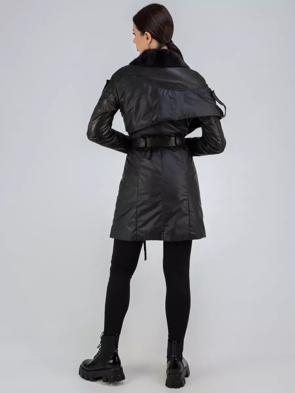 Куртка демисезонная из натуральной кожи и плащевки пальто