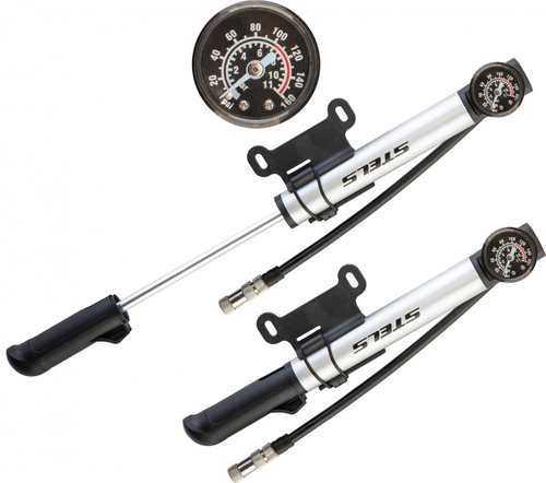Насос ручной M25B-03A STELS алюминиевый с манометром серебристо-чёрный 272мм