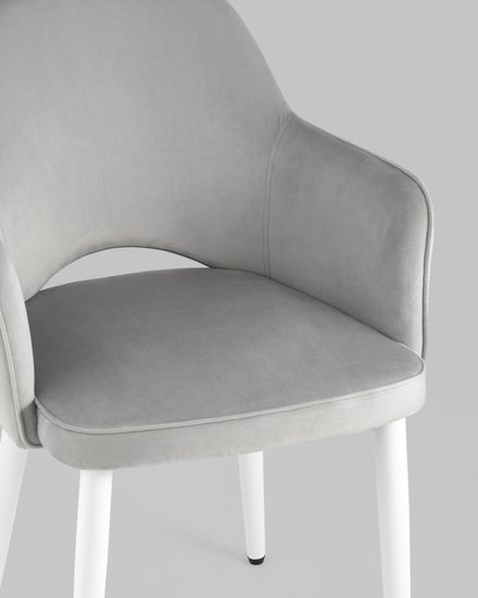 Стул Венера велюр серый ножки белые
