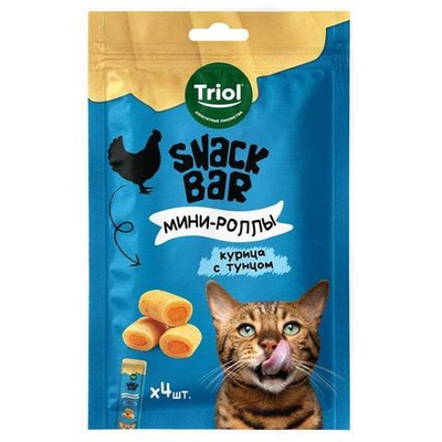 Лакомство для кошек "Мини-роллы с начинкой из курицы с тунцом", 40г, серия SNACK BAR, Triol