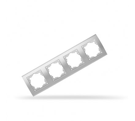 Рамка четырехместная горизонтальная "UNIVersal" серия "Бриллиант" серебро (еврослот) (HU2340 )