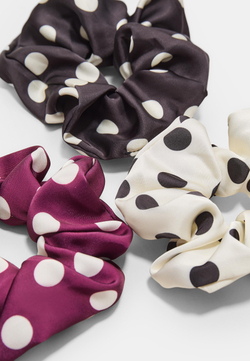 STRADIVARIUS Набор из 3 резинок для волос в горошек, черный