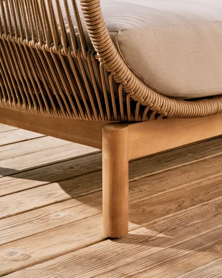 Трехместный уличный диван Catalina, бежевый корд, массив акации